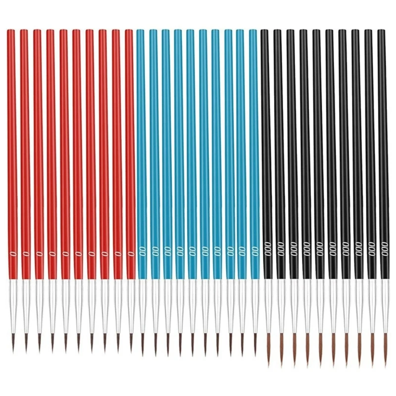 30 ชิ้น/เซ็ต Fine Paint ชุดแปรง Tiny รายละเอียดแปรงทาสี #0 #00 #000 สำหรับโรงเรียน