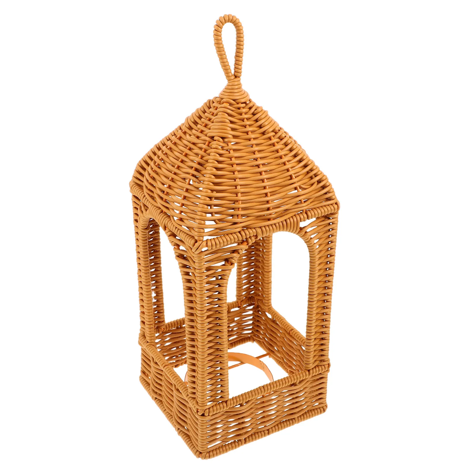Imitation Rattan Lampshade Handwoven Pendant Lamp Cover Rustic Lantern Shade Wicker Holder Ceiling Chandelier Wall Sconce