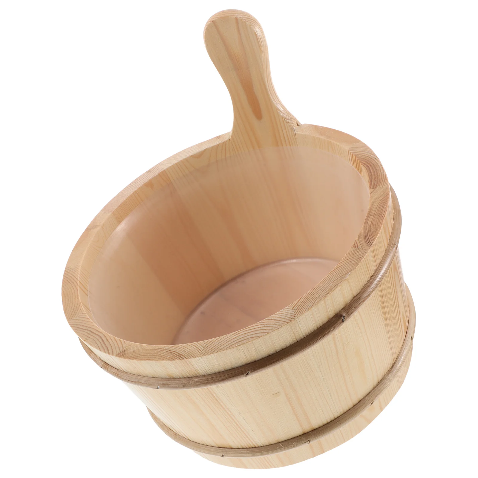 

1Set Wooden Sauna Bucket 4L Solid Wood Sauna Barrel with Inner Liner Foot Soak Spa Accessories Water Ladle Wood Barrel