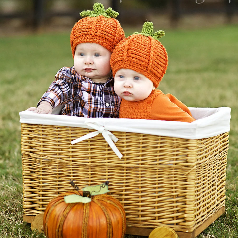 

Knit Hat Christmas Hats Pumpkin Crochet Kids Knitted Children Cap Autumn And Winter