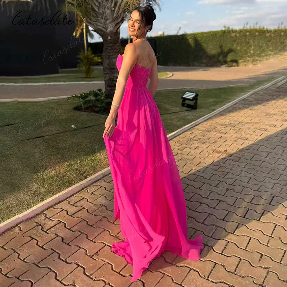 

Catasdate Chiffon Prom Dress A Line Formal Evening Dress Dress Pleated فساتين مناسبة رسمية for Women Customized