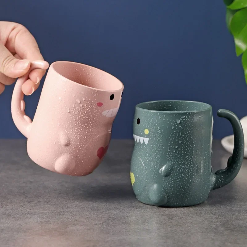 Tasse de lavage de dents de dinosaure de dessin animé mignon, tasse de rince-bouche, plastique respectueux de l'environnement, respectueux de la normalisation, fournitures pour couples, HOSupplies