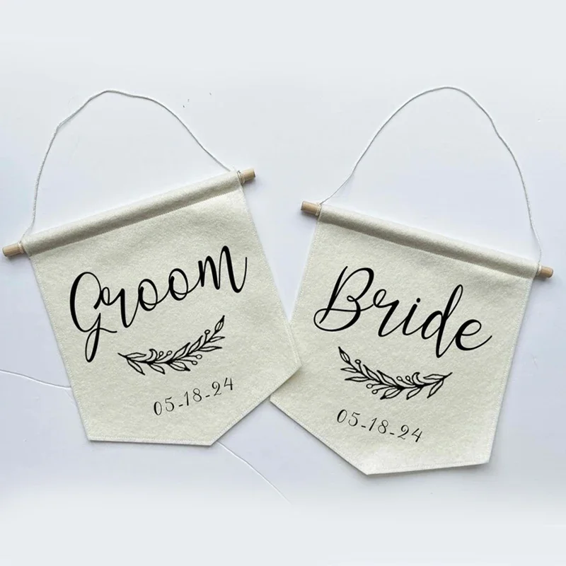 Personalized name Bride Groom Mr Mrs guest Chair Signs rustic Wedding welcome table Decoration newlyweds couple Reception Banner