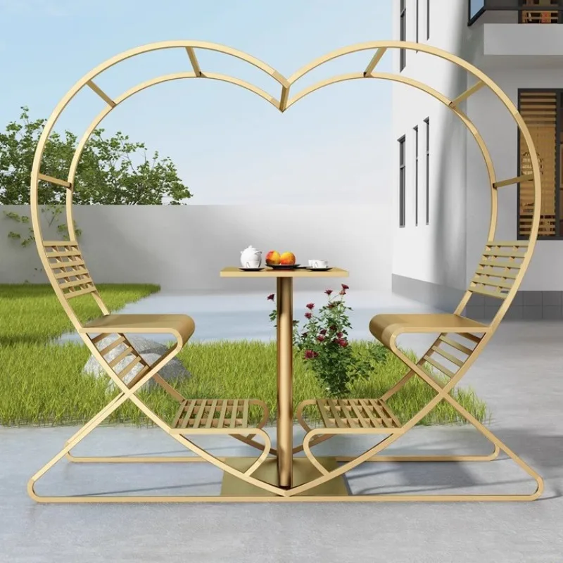 Outdoor love swing chairs Garden decoration Scenic spots   Homestay ornaments Restaurant couple heart-shaped tables and chairs