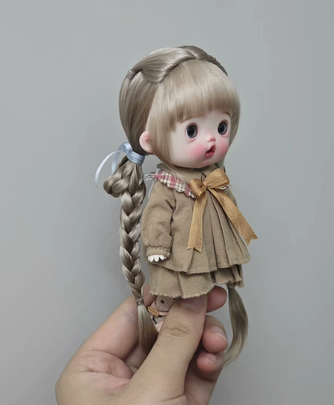 Włosy dla lalki OB11, peruka na twardej główce, włosy 5-6 cali, obwód głowy lalki 14,5 cm, urocze włosy BJD z moheru, darmowa wysyłka
