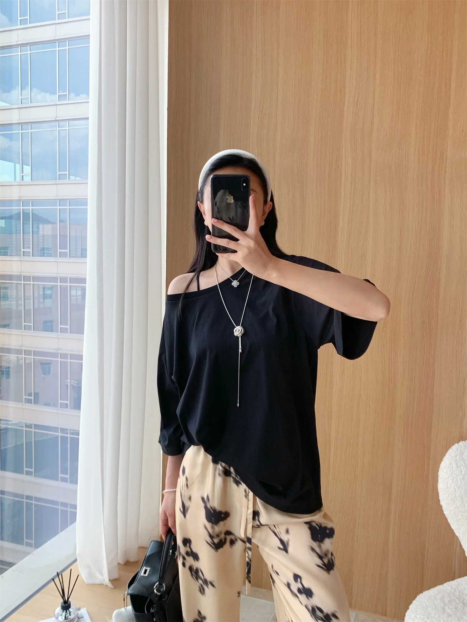 

Ультратонкая футболка с напуском и пятью чвертатами Све Commute Sle Creative Pattern Sweat-ng Женский длинный топ све