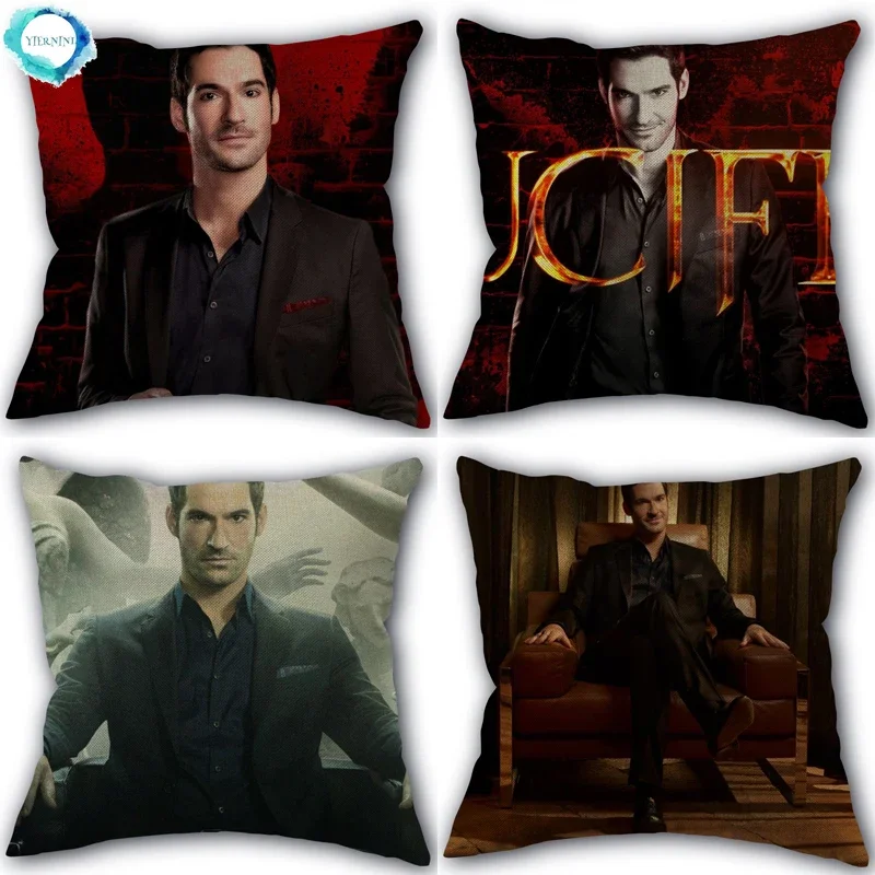 

Custom Funny Lucifer TV Pillowcase High Quality Home Textile Cotton Linen Fabric 45x45cm One Side Decoration Pillow Covers