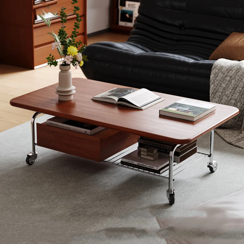 

Metal Legs Mobile Coffee Table On Wheels Trendy Modern Rustic Coffee Table Elegant Glamour Mesa De Centro Furniture For Home