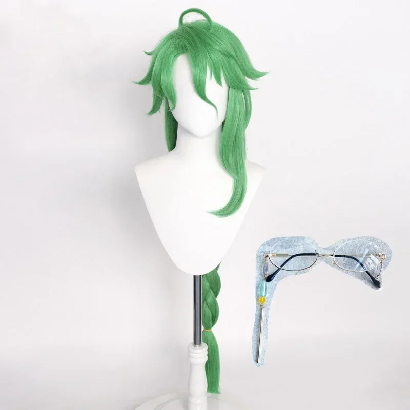 جينشين إمباكت بايزو شعر مستعار تأثيري باي تشو الأخضر طويل جديلة مقاومة للحرارة الاصطناعية الشعر أنيمي الباروكات + غطاء شعر مستعار + نظارات #3