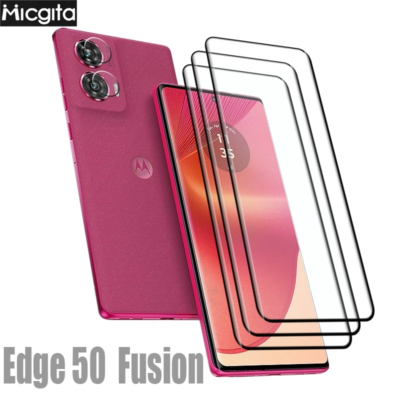 9D Curved Glass Protector For Motorola Edge 50 Fusion Tempered Glass Film Anti-Scratch and Soft Fibe Lens film