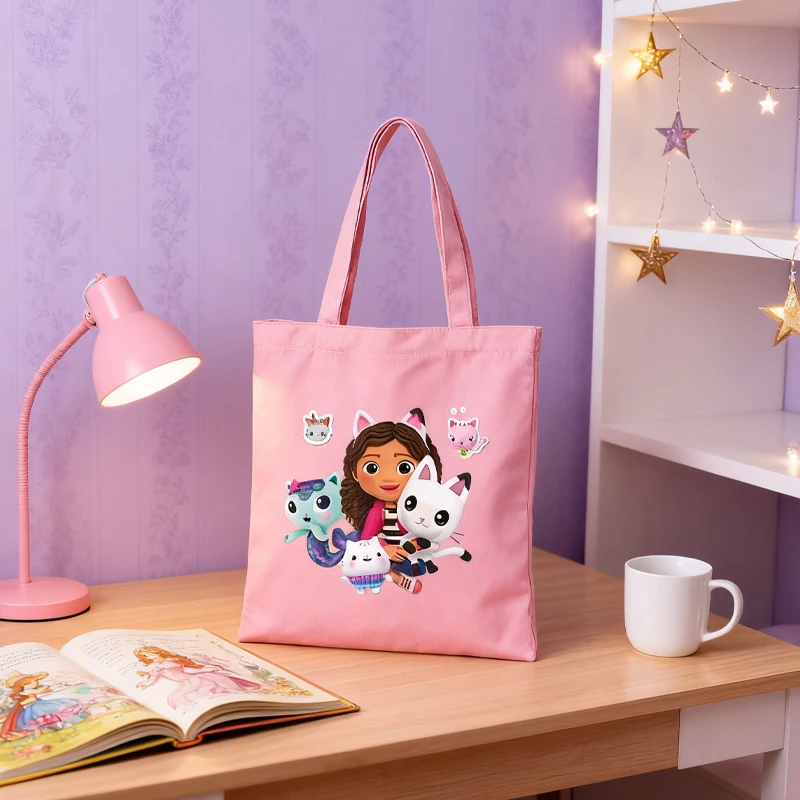 

Gabby Dollhouses New Canvas Bag Girls Shoulder Bag Cartoon Large Capacity Children Handbag Tote Bags Cute Crossbody Pocket Gift
