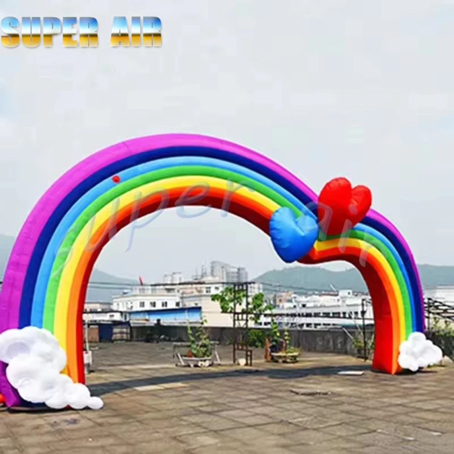 Arco inflable al aire libre vibrante del globo del arco iris para la publicidad, hermoso arco colorido inflable