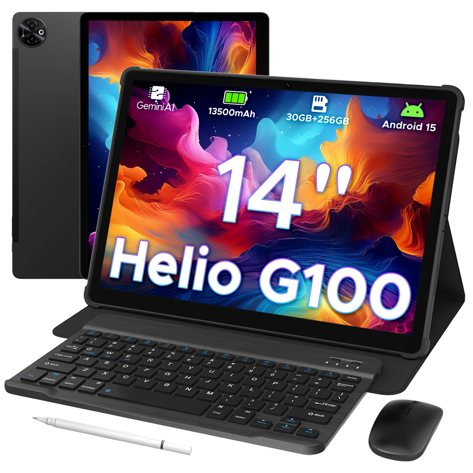 كمبيوتر لوحي 2 في 1 DOOGEE Tab E3 Max أندرويد 15 Gemini AI 14 بوصة 2.1K شاشة 8 جيجابايت 256 جيجابايت 13500 مللي أمبير في الساعة مكبرات صوت رباعية عالية الجودة