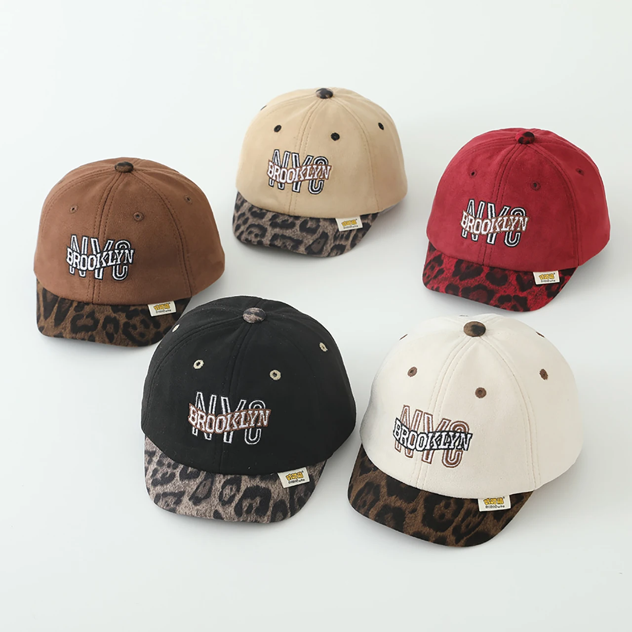 Boy Girl Short Brim Baseball Cap 1-4Year Toddler Sun Visors Leopard Print Duck Tongue Hat Letter Embroidery Children Peaked Hats view 2