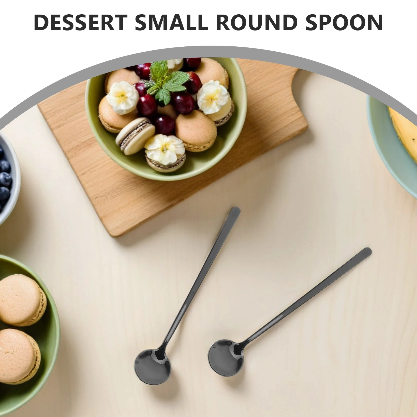 

6Pcs Elegant Stainless Steel Spoons Long Handle Black Finish for Coffee Tea Honey Dessert Soup Iced Teaspoons Mixing