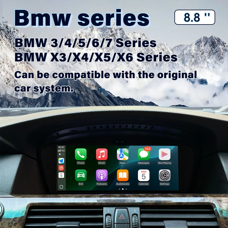 8.8-inch Android Gesture Interactive Car Radio Suitable GPS Navigation Carplay 3 4 5 6 7Series X3 X4 X5 X6 2003-2017