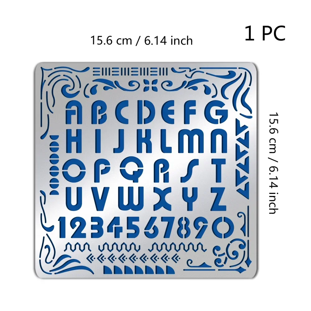 Matte Artistic Metal Letters Stencils A to Z Alphabet & Number & Frame Stencil Template for Painting Wood Burning Engraving