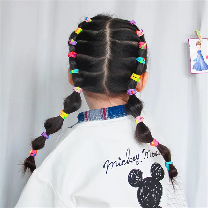 50/100PCS Cute Children Hair Bands Colorful Sweet Hair Tie For Girls Kids Elastic Headband Ponytail Holder Hair Accessories Gift