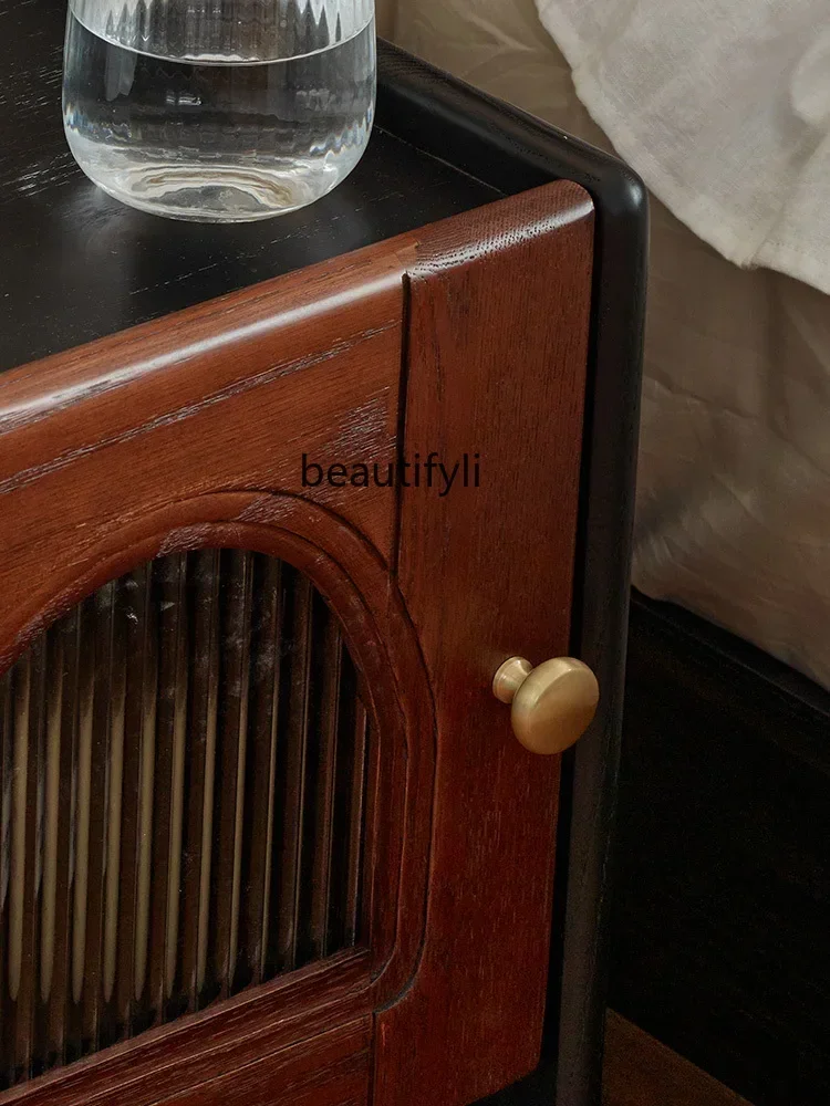 

Asmt56American retro French all solid wood, bedside table locker, bedroom drawer storage cabinet furniture