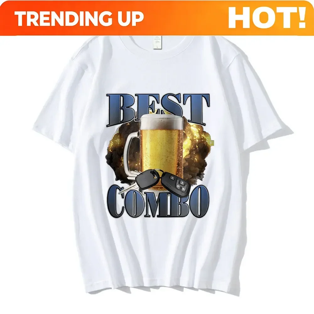 Customization Shirt Best Combo Print T Shirt Funny Drunk Driving Short Sleeve T-shirts Men's Women 100% Casual Cotton Oversized