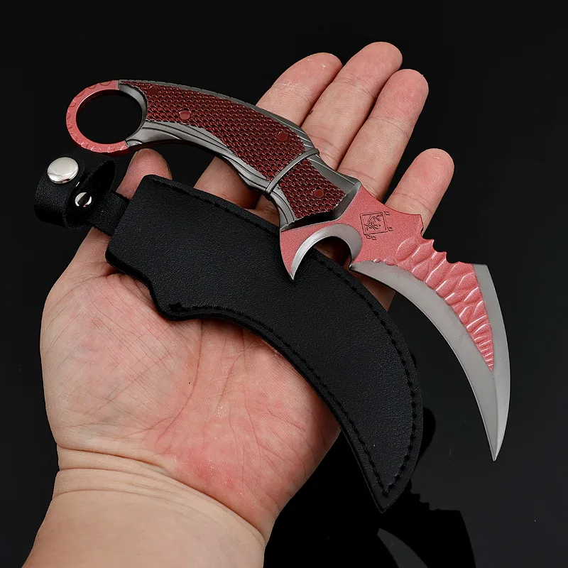 18cm Red Owl Claw Knife with Holster Alloy Model Game Delta Action Karambit Peripherals Outdoor Training Knives Safety Toys Boys