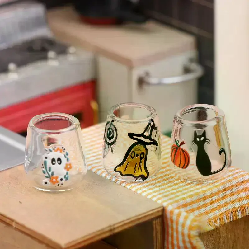 1/12 인형집 시뮬레이션 투명 유리컵 모델 인형집 미니 주방 장식 인형 집 할로윈 장면 장식 액세서리