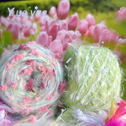 50g Garden Series Hand Mixed Knitting Yarn Green Flower Thread Handmade Crochet Stick Needle Woven Bag Hair Loop Yarn Gift Decor