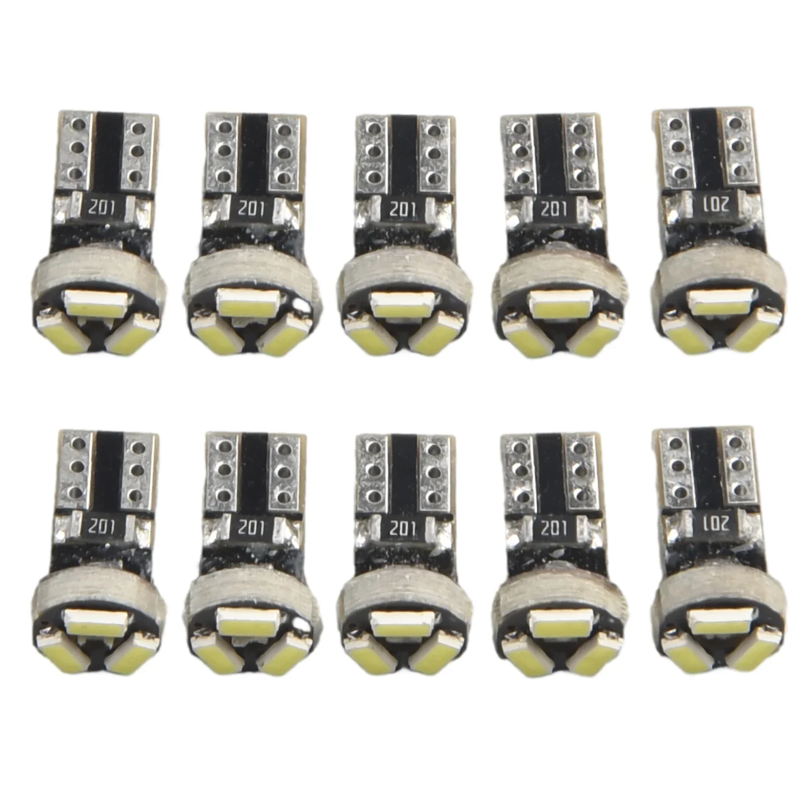 10pcs T5 6000K White 3-SMD LED 12V 2W Universal Dashboard Dashboard Bulb Lamp Bead With 50000H Working Life 800LM