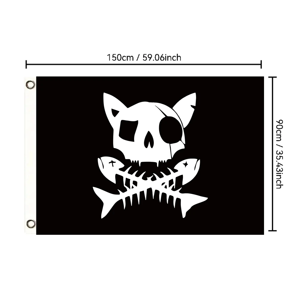 

Gothic Cat Pirate Skull Flag 90x150cm Polyester Outdoor Flag for Halloween, Tavern Wall Art & Garden Party Decor