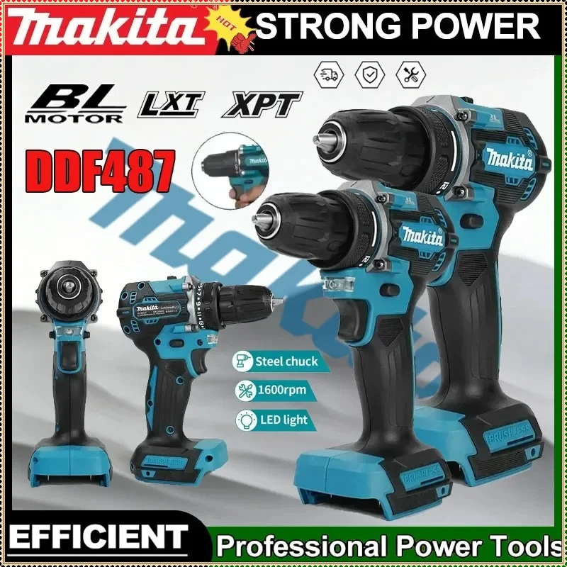 

Бесщеточная дрель-шуруповерт Makita DDF487, аккумуляторная, ручная, ударная дрель, для аккумуляторов Makita