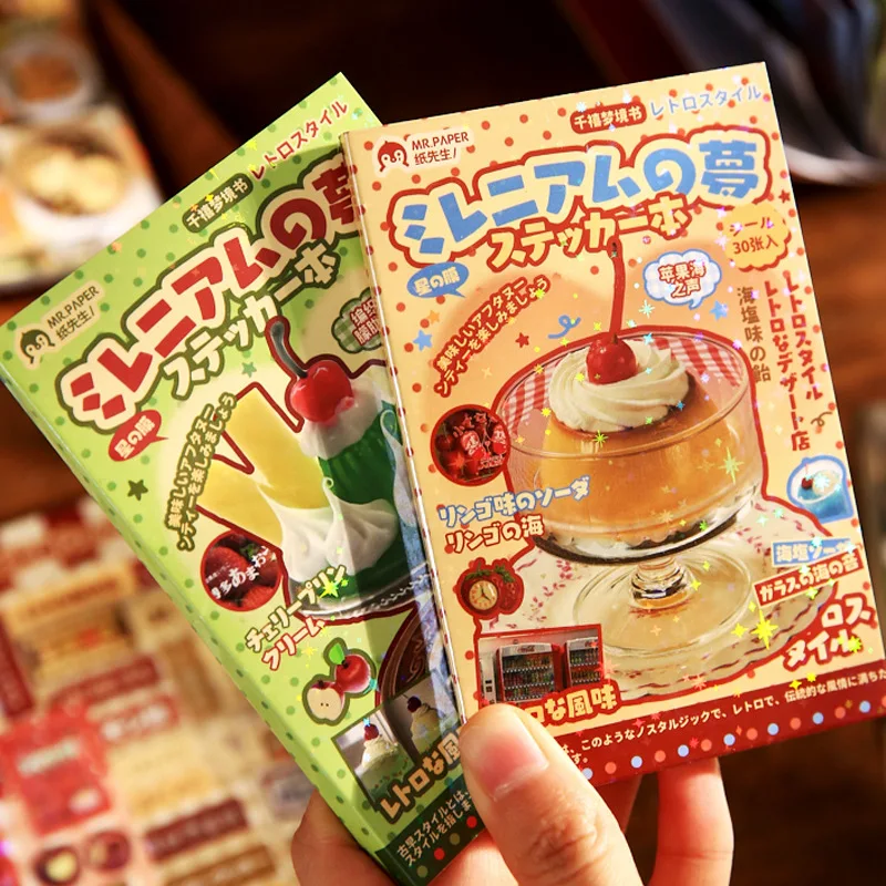 

Retro Early DIY Decorative Stickers Delicious Dessert Cake Cute Cartoon Scrapbooking Art Paper Material Sticker Books Kids Gifts