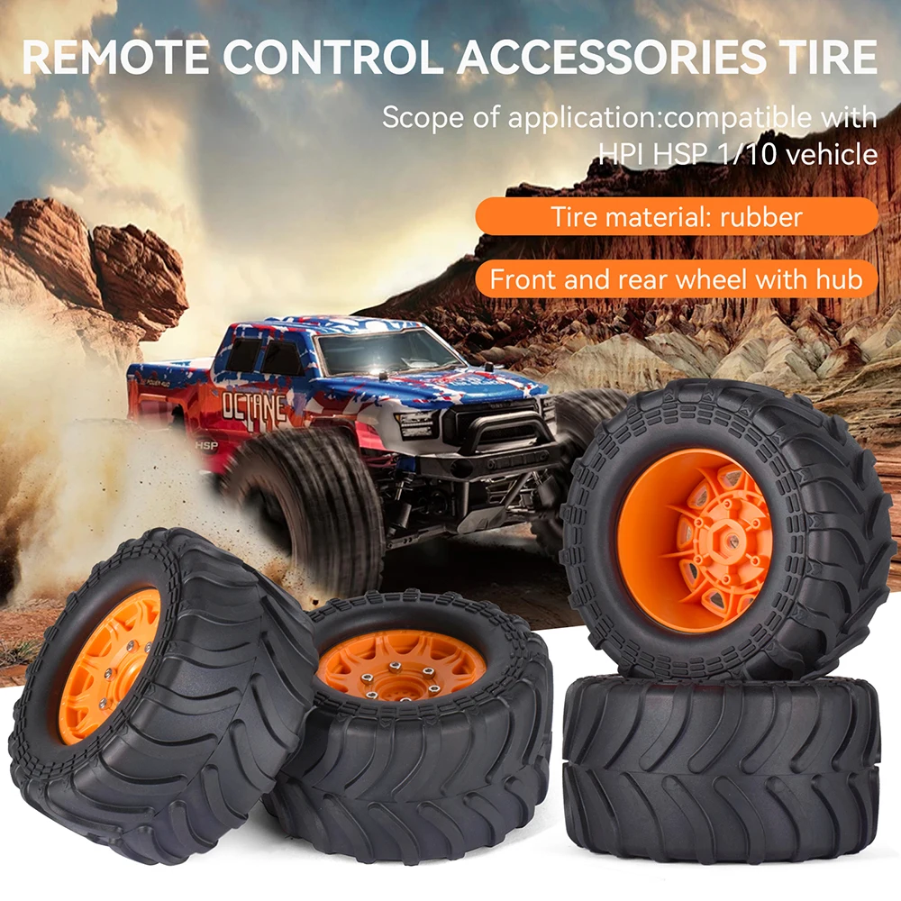 AUSTARHOBBY 1/10 Monster Tires Rally Tires 4pcs 12mm Hex Plastic Wheel Rim Rubber Tyre for 1/10 Traxxas HSP HPI Tamiya RC Car