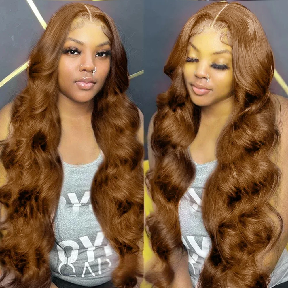

13x4 HD Transparent Lace Frontal Wig Chocolate Brown Brazilian Body Wave Human Hair Wigs Pre Plucked Hairline Lace Front Wig