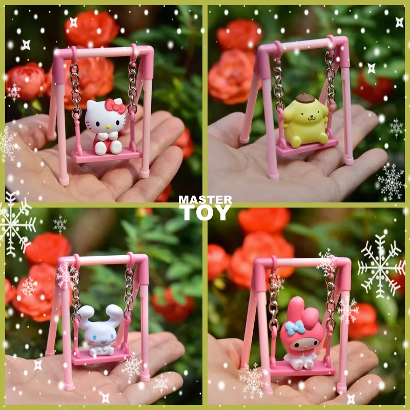 Hello Kitty Sanrio Gashapon Kapselspielzeug Kawaii Swing Anime-Figur Pom Purin Niedliche Kuromi Cinnamoroll My Melody Figurine