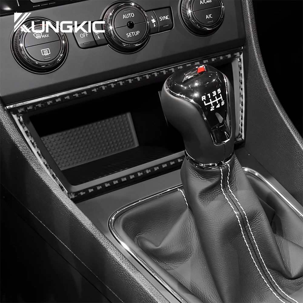 For SEAT Leon 2013 2014 2015 LHD RHD Car Central Storage USB Port Frame Real Soft Carbon Fiber Sticker Interior Accessories