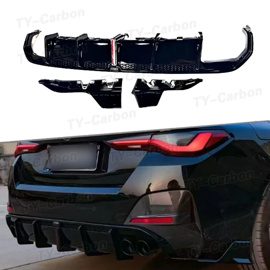 PP Bright Black Car Rear Bumper Diffuser Lip Spoiler for BMW 4 Series G26 420i 430i 440i Gran Coupe M Sport 2021+ Car Accessorie