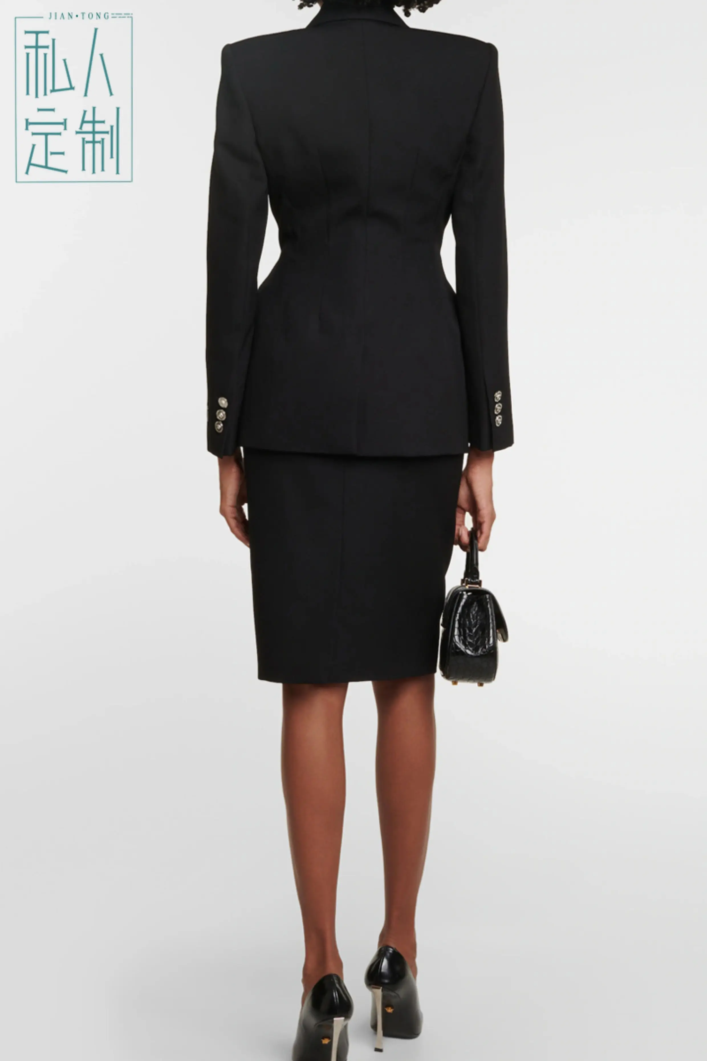 Allingentle-traje de falda para mujer, chaqueta con solapa de satén, conjunto de 2 piezas, Falda corta elegante, trajes de oficina para fiesta de negocios personalizados