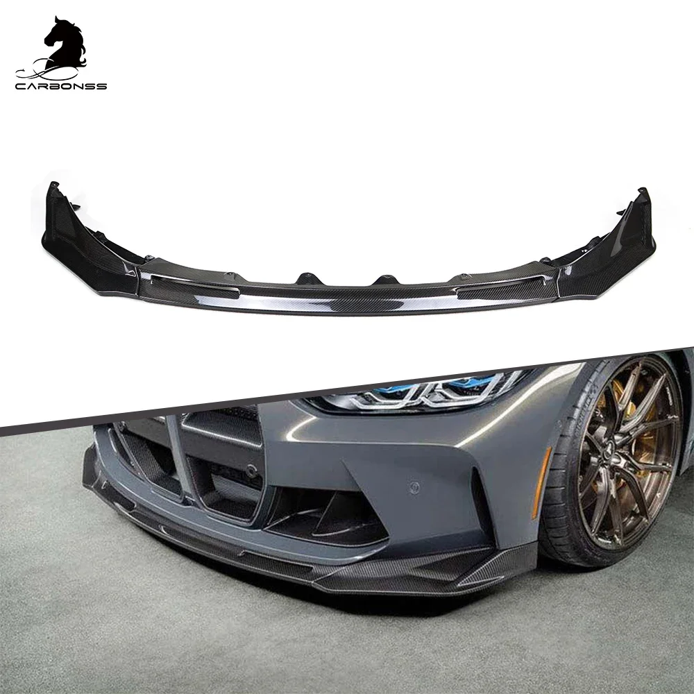 New Arrival Carbon Fiber Front Bumper Lip V Style Front Splitter Spoiler For BMW G80 G82 M3 M4 2021+