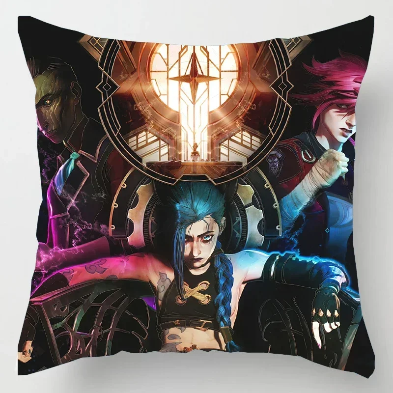 Hot Game Arcane League of Legends Cushion Cover Pillowcase Anime Vi Jinx Jess Throw Pillow Case Home Decor Sofa Car Pillow Cover