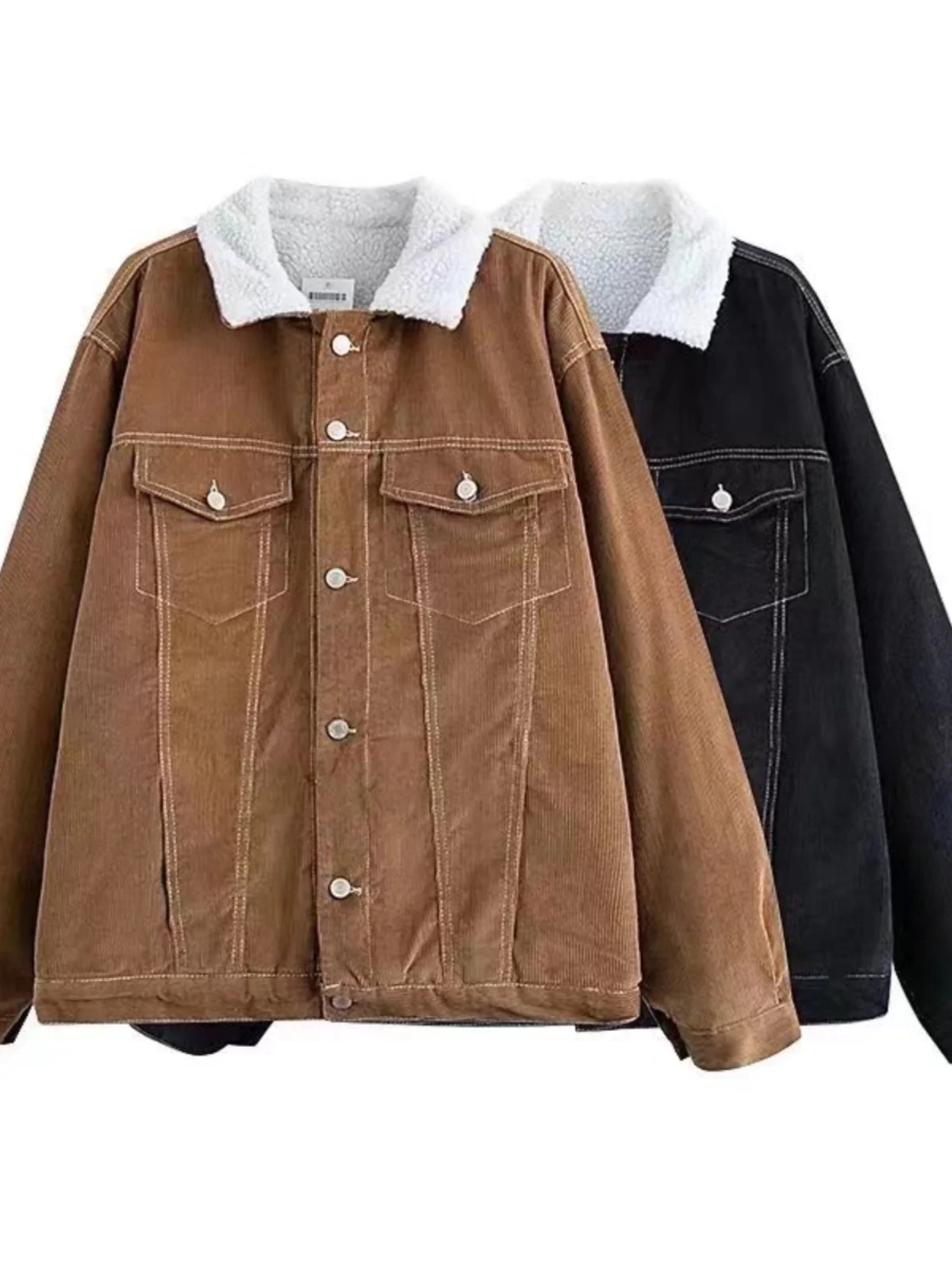 

BM Anghai, американское ретро хлопковое пальто с мехом ягненка, женское свободное пальто на подкладке, рта, верхняя одежда