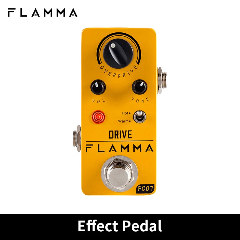 Pedal de Overdrive FLAMMA FC07 para Guitarra Eléctrica, Pedal de Efectos Overdrive con Modos Cálidos y Calientes, True Bypass, Serie Crunch Sound
