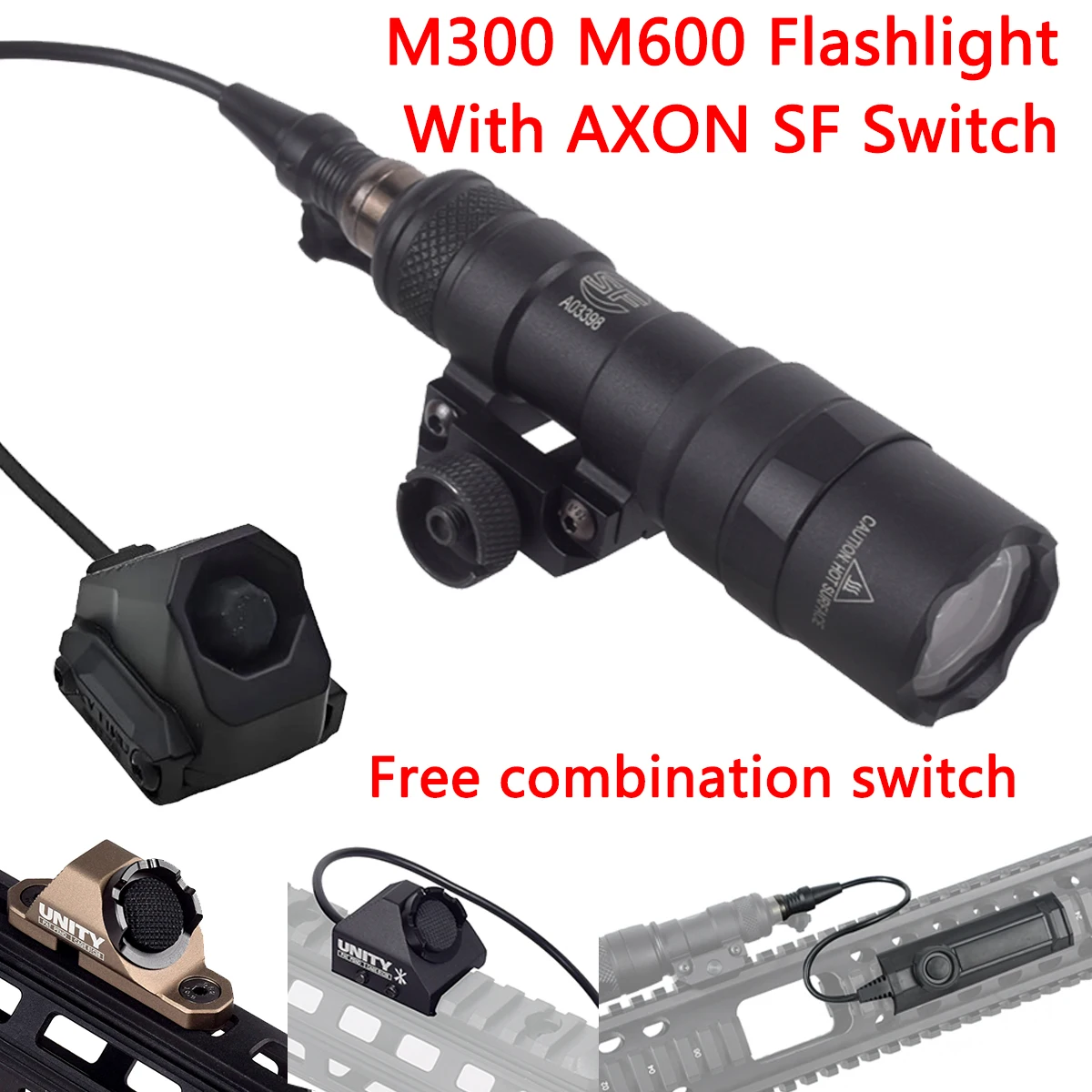 

Surefire M300 M600 Flashlight Free Combination Switch 20mm Rail Rifle Airsoft M600C M600B Lamp Head and Body Weapon Scout Light