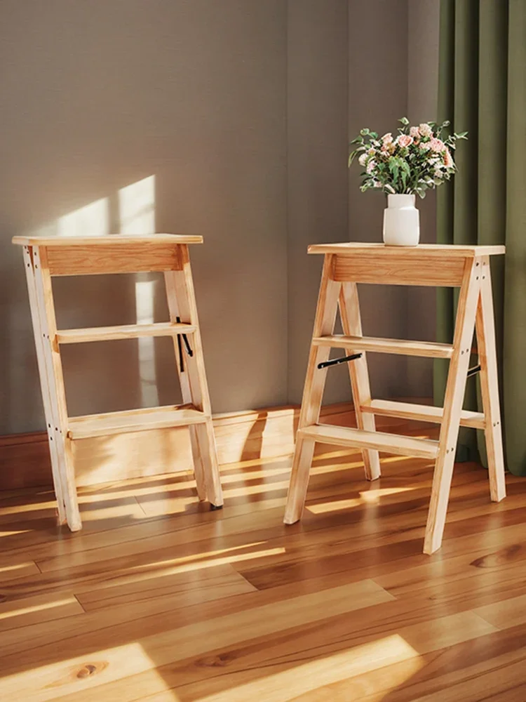 Dobrável Dual-Purpose Escada Stool, Cadeira de escada do agregado familiar, Madeira não maciça interior, Escalada Herringbone Cadeira