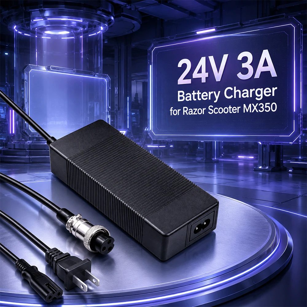 24V 5A  3A Battery Charger 3 Prong Power For Razor E200S E175 E300S E150 E500 PR200 E325S  MX400 Pocket Sports Mod Dirt Quad