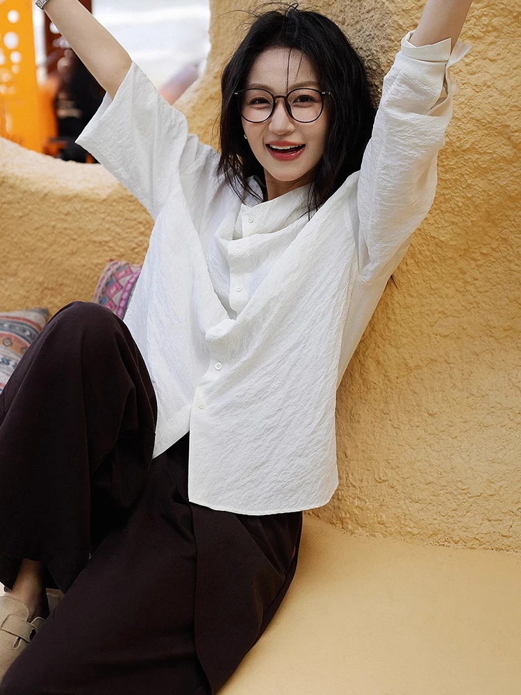 

Ele Pure Color ort Sve irt Single Button Design Faionable Korean Sle Commute Straight Tube Top Summer 2025