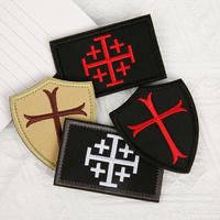 Knights Templar Cross Shield Military Morale Embroidered Hook & Loop Patches
