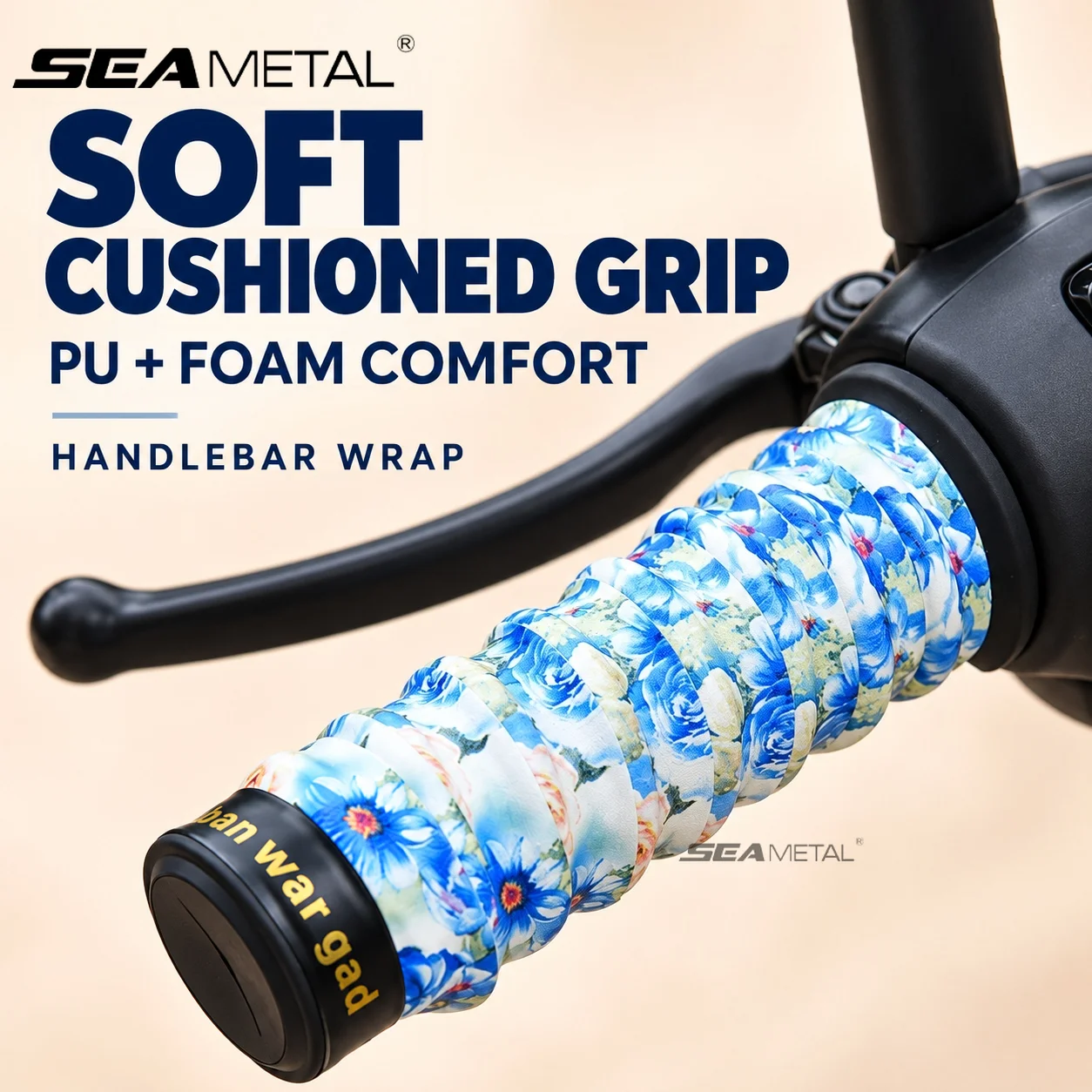 SEAMETAL Motorcycle Handlebar Wrap Grip Tape Self Adhesive PU Foam Soft Touch Grip Covers Electric Bike Riding Handlebar Cover