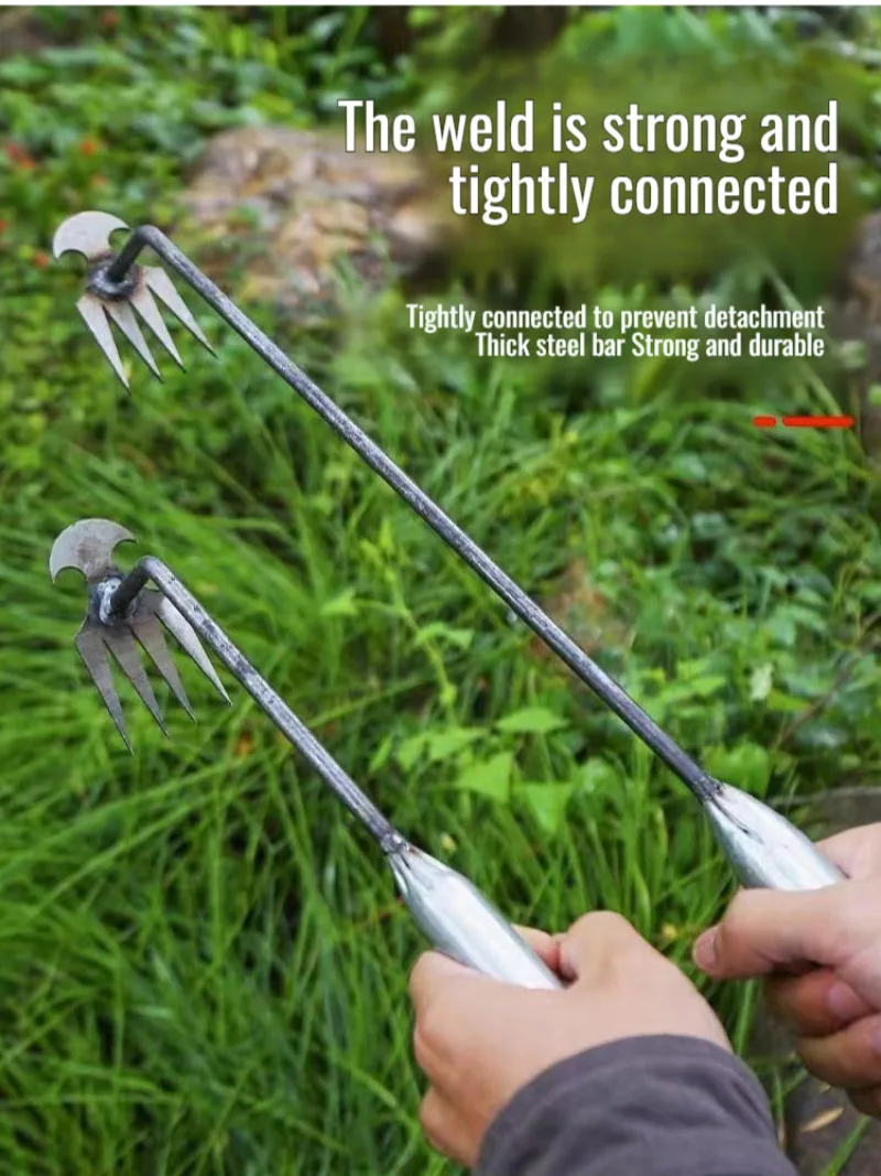 

Stainless Steel Vegetable Garden Weeder Rake with Auto-Clean Design Durable Multifunctional Weed Removal Tool for Yard Care