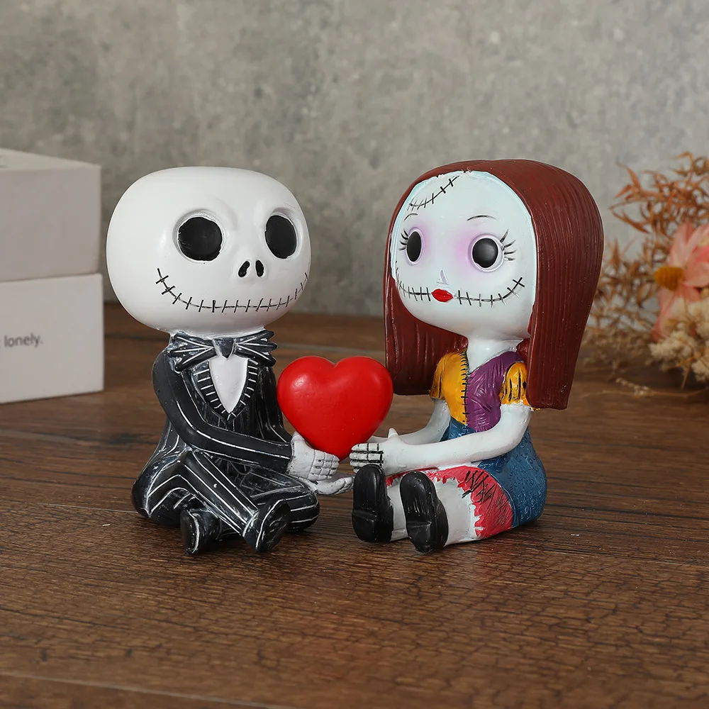 

The new skeleton couple ornaments creative characters doll resin home decoration handmade birthday gift
