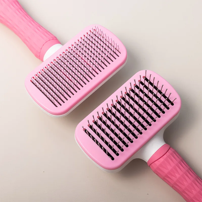 One piece Press rubber handle pet comb fine needle thick needle dog automatic hair removal cross-border pet supplies massage com